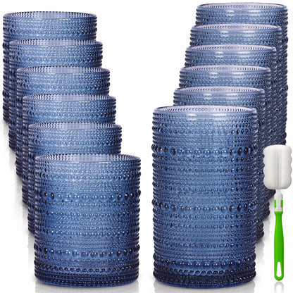 Hobnail Drinking Glasses Set of 12 Kitchen Glass Cups Glassware, Clear