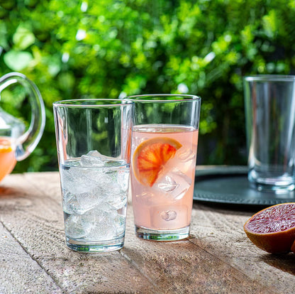 Le'raze 10pc Stackable Drinking Glasses, 16oz Clear Glass Cup Glassware Set