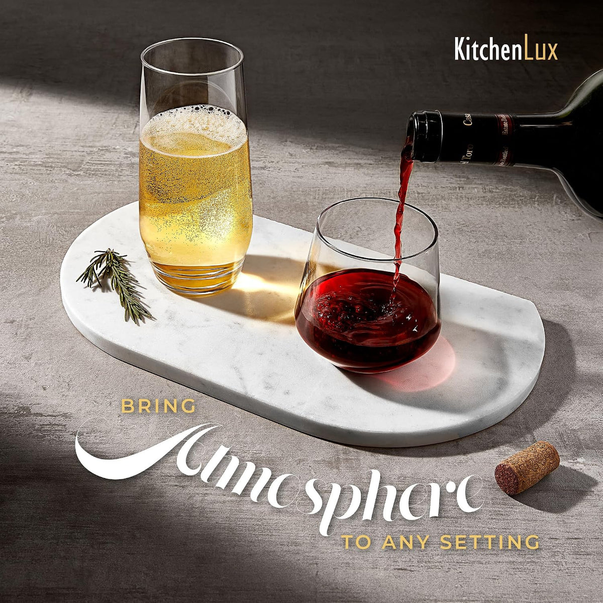 Kitchen Lux Drinking Glasses Set of 8 - Highball Tumbler & Rocks Drinkware