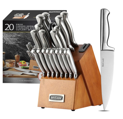 McCook Kitchen Knife Set 15PC Knife Block Set w Built-in Sharpener