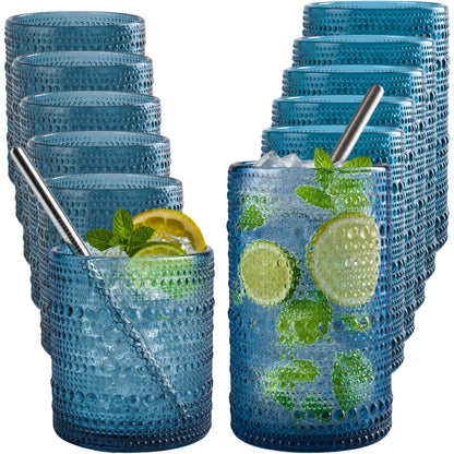 CycleMore Set of 12 Drinking Glasses, Clear 12 oz & 10 oz Cocktail Cups